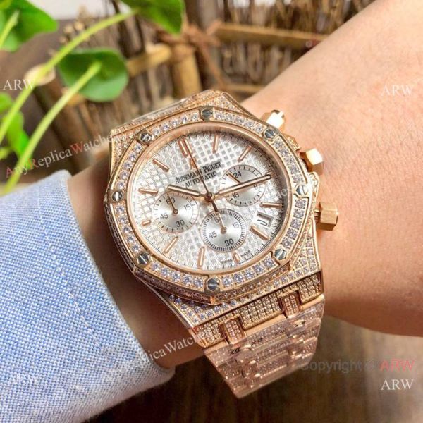 Knockoff Audemars Piguet Royal Oak Full Diamond Watches Gold and Silver Knockoff Audemars Piguet Royal Oak Full Diamond Watches Gold and Silver