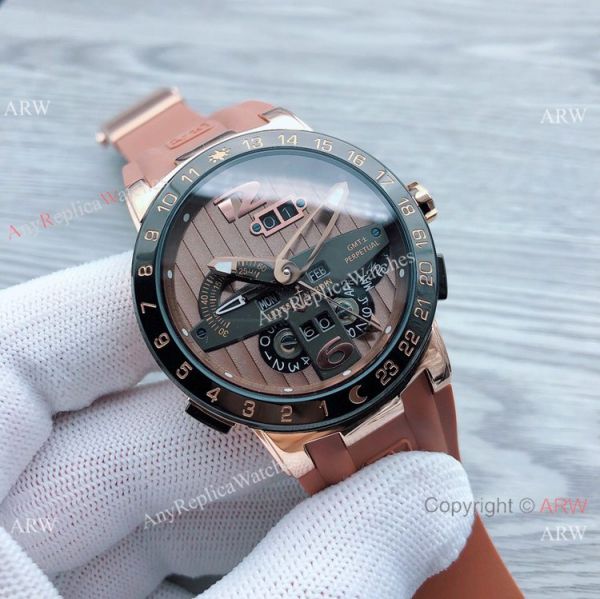 Ulysse Nardin GMT Perpetual Blue Bezel Rose Gold Men Watches Ulysse Nardin GMT Perpetual Blue Bezel Rose Gold Men Watches