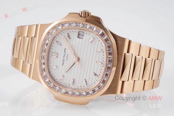 (PPF) V4 Version Swiss Replica Patek Philippe Nautilus Rose Gold Diamond Bezel Watch For Men (PPF) V4 Version Swiss Replica Patek Philippe Nautilus Rose Gold Diamond Bezel Watch For Men