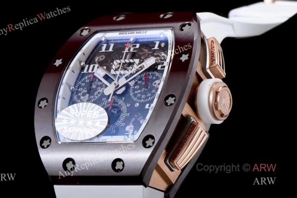 KV Factory AAA Replica Richard Mille RM011 Ceramic Chronograph Watch With White Rubber Band KV Factory AAA Replica Richard Mille RM011 Ceramic Chronograph Watch With White Rubber Band