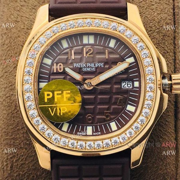 PFF Replica Patek Philippe Aquanaut Luce Lady Quartz Watch Chocolate Dial PFF Replica Patek Philippe Aquanaut Luce Lady Quartz Watch Chocolate Dial