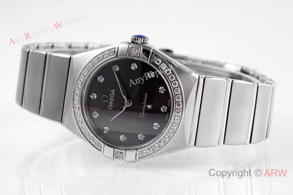 NEWEST! Swiss Copy Omega Constellation Gray Dial Diamond Bezel Watch 28mm Women NEWEST! Swiss Copy Omega Constellation Gray Dial Diamond Bezel Watch 28mm Women