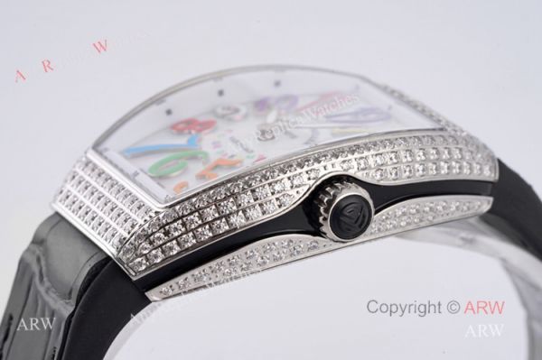 Best Replica Franck Muller Vanguard Diamond Watch For Women With Black Leather Strap Best Replica Franck Muller Vanguard Diamond Watch For Women With Black Leather Strap