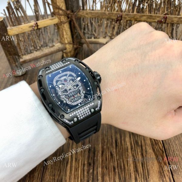 Luxury Replica Richard Mille Skull RM52-01 Watch Black Diamond Luxury Replica Richard Mille Skull RM52-01 Watch Black Diamond