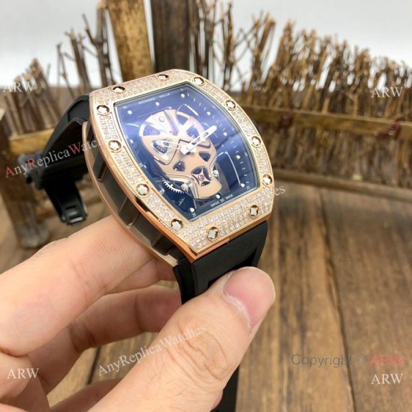 NEW! Replica Richard Mille RM52-06 Tourbillon Mask Watches Rose Gold Diamond NEW! Replica Richard Mille RM52-06 Tourbillon Mask Watches Rose Gold Diamond