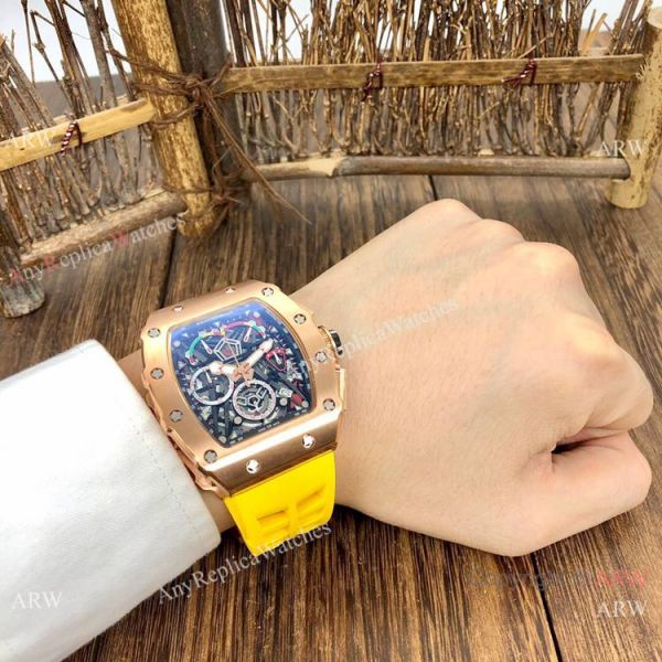 Japan Grade Richard Mille Rose Gold Chronograph Watch 50mm Japan Grade Richard Mille Rose Gold Chronograph Watch 50mm