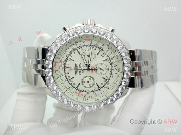 Replica Breitling For Bentley Motors Watches With Diamond Bezel Cream Chronograph Dial Watch Replica Breitling For Bentley Motors Watches With Diamond Bezel Cream Chronograph Dial Watch
