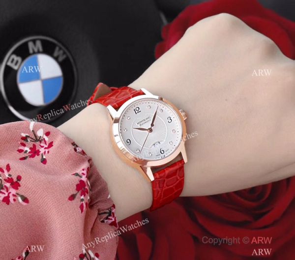 Mont Blanc Knock Off Boheme Date Rose Gold White Watch Ladies size Mont Blanc Knock Off Boheme Date Rose Gold White Watch Ladies size