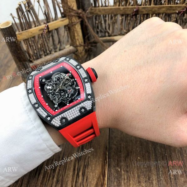 Swiss Grade 1 Richard Mille Rm055 Diamond Watch V2 version Red Rubber Strap Swiss Grade 1 Richard Mille Rm055 Diamond Watch V2 version Red Rubber Strap