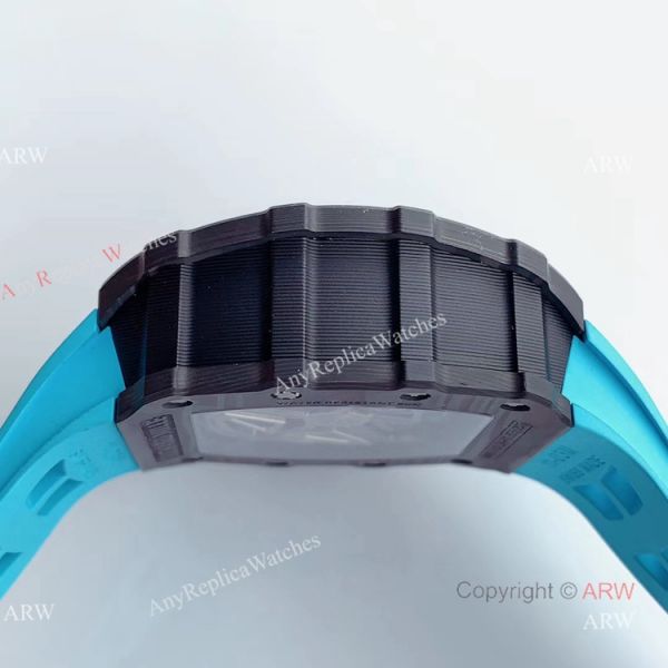 KV Factory V2 Upgraded Knockoff Richard Mille RM011 Carbon Watch With Blue Rubber Bracelet KV Factory V2 Upgraded Knockoff Richard Mille RM011 Carbon Watch With Blue Rubber Bracelet