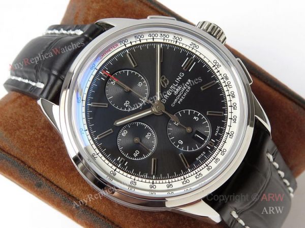 (BLS) New Breitling Premier Chronograph Replica Watch Black Dial Black Leather Strap (BLS) New Breitling Premier Chronograph Replica Watch Black Dial Black Leather Strap