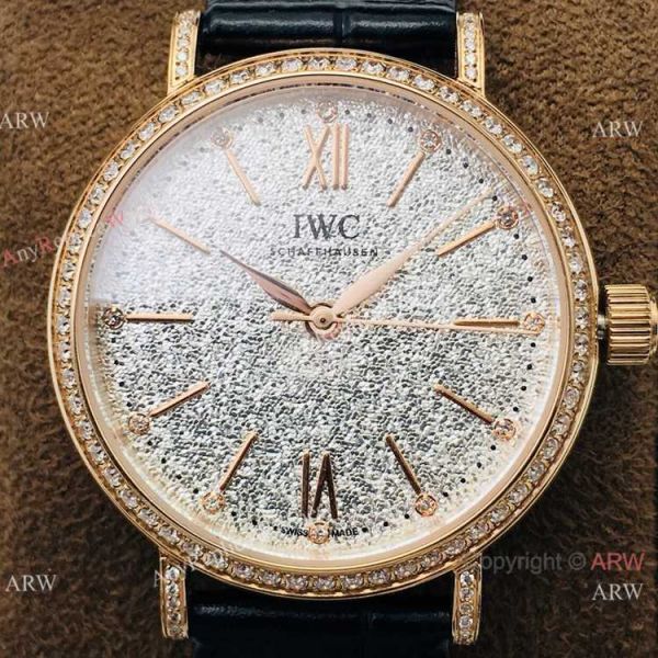Swiss Copy IWC Portofino Ladies Watch Rose Gold Diamond Bezel Swiss Copy IWC Portofino Ladies Watch Rose Gold Diamond Bezel