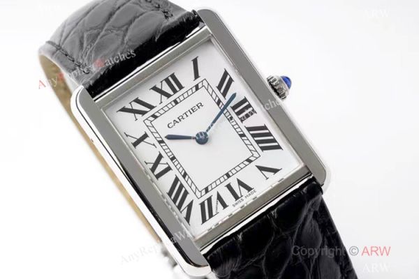 New! Swiss Cartier Tank Solo AF Factory Quartz Watch SS Black Leather Strap New! Swiss Cartier Tank Solo AF Factory Quartz Watch SS Black Leather Strap