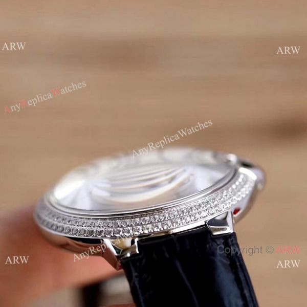 Swiss Fake Cartier Ballon Bleu 42mm XL Watch White Dial Black Leather Strap Swiss Fake Cartier Ballon Bleu 42mm XL Watch White Dial Black Leather Strap