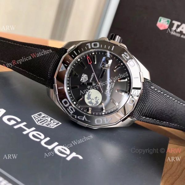 Super Clone TagHeuer Aquaracer Calibre 5 Watch Black Leather Strap Super Clone TagHeuer Aquaracer Calibre 5 Watch Black Leather Strap
