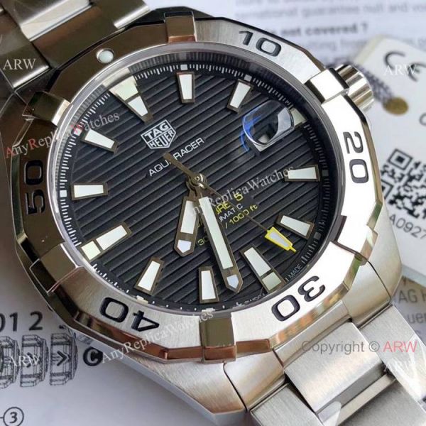 Super Clone Tag Heuer Aquaracer Calibre 5 Watch SS Black Dial Swiss Automatic Super Clone Tag Heuer Aquaracer Calibre 5 Watch SS Black Dial Swiss Automatic