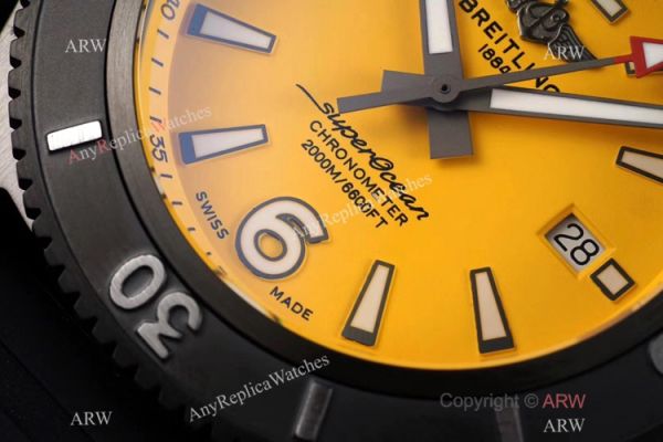 2020 New! Swiss Breitling Superocean Automatic Black Steel Watch Yellow Dial 2020 New! Swiss Breitling Superocean Automatic Black Steel Watch Yellow Dial