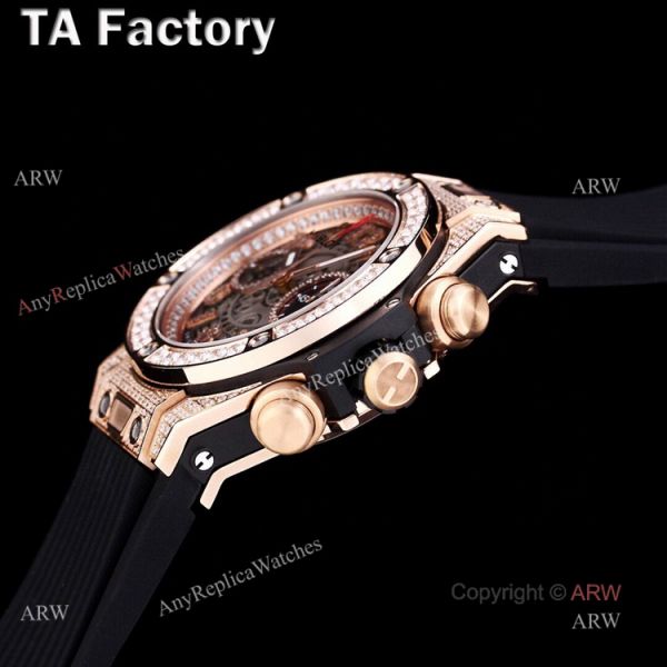 Swiss Quality Hublot Big Bang Rose Gold Black Rubber Strap Full Diamonds Watches Replica Swiss Quality Hublot Big Bang Rose Gold Black Rubber Strap Full Diamonds Watches Replica