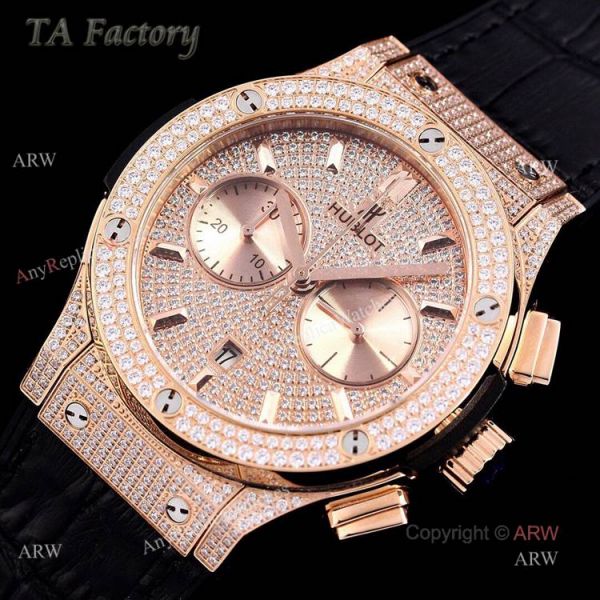 Swiss Replica Hublot Big Bang Chronograph 45mm Rose Gold Diamond Watch For Men Swiss Replica Hublot Big Bang Chronograph 45mm Rose Gold Diamond Watch For Men