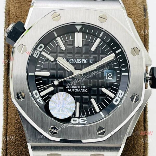 JF Factory Replica Audemars Piguet Divers Swiss 3120 Watch Silver and Black JF Factory Replica Audemars Piguet Divers Swiss 3120 Watch Silver and Black