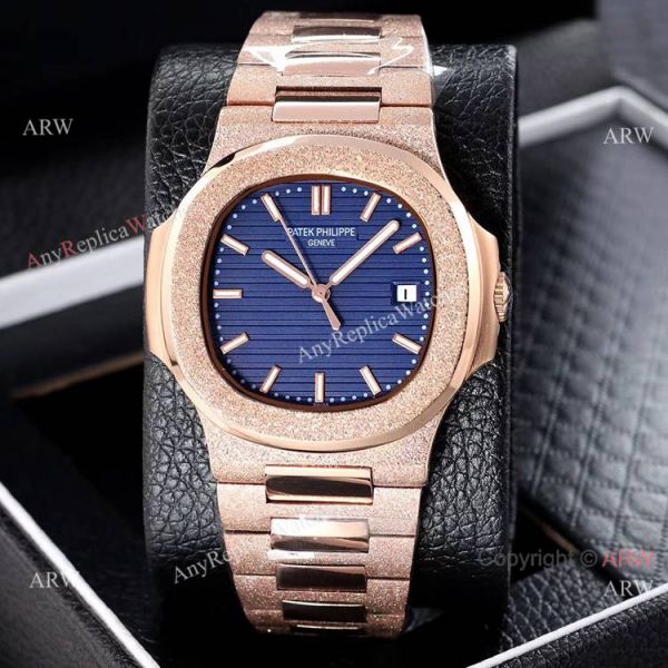 Best Clone Patek Philippe Nautilus Frosted Rose Gold Watches 40mm Best Clone Patek Philippe Nautilus Frosted Rose Gold Watches 40mm