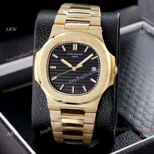 Copy Patek Philippe Nautilus Frosted Gold Watch with Luminous Dial Markers Copy Patek Philippe Nautilus Frosted Gold Watch with Luminous Dial Markers