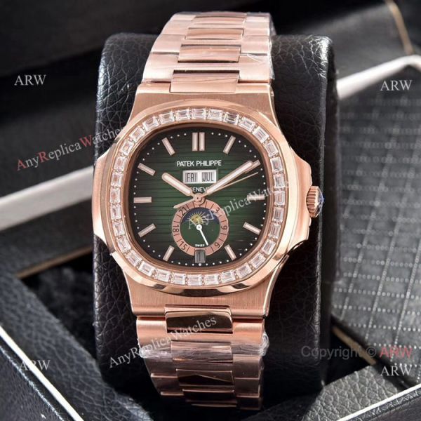 Patek Philippe Nautilus Annual Calendar Copy Watches Rose Gold with Diamond Patek Philippe Nautilus Annual Calendar Copy Watches Rose Gold with Diamond