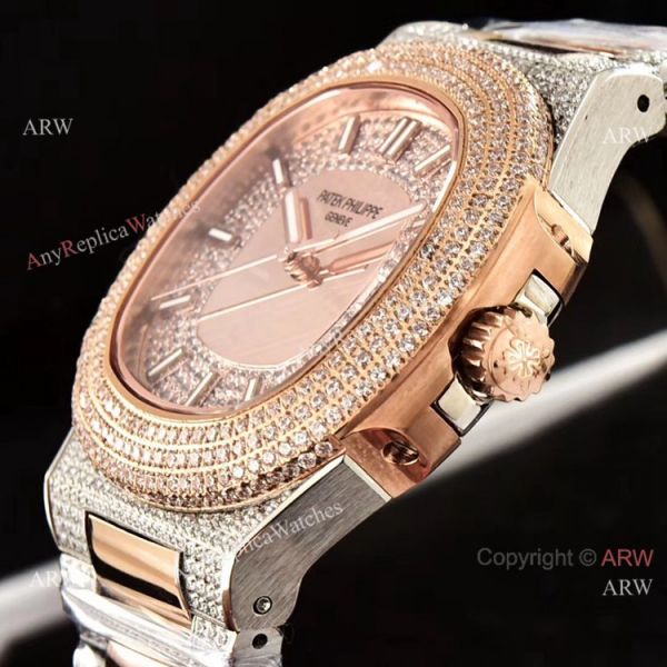 Luxury Patek Philippe Nautilus Full Diamond Automatic Watches Rose Gold Case Luxury Patek Philippe Nautilus Full Diamond Automatic Watches Rose Gold Case
