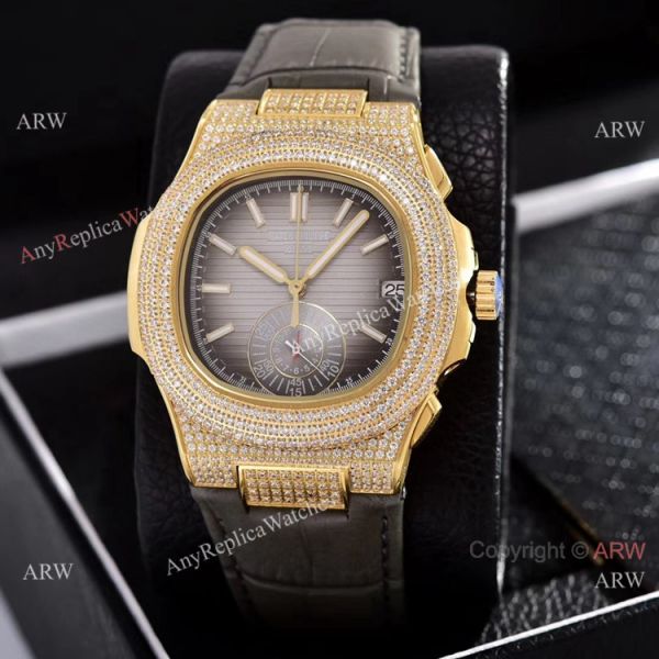 Japan Grade Copy Patek Philippe Nautilus Chrono Watches Gold Diamond Case Japan Grade Copy Patek Philippe Nautilus Chrono Watches Gold Diamond Case