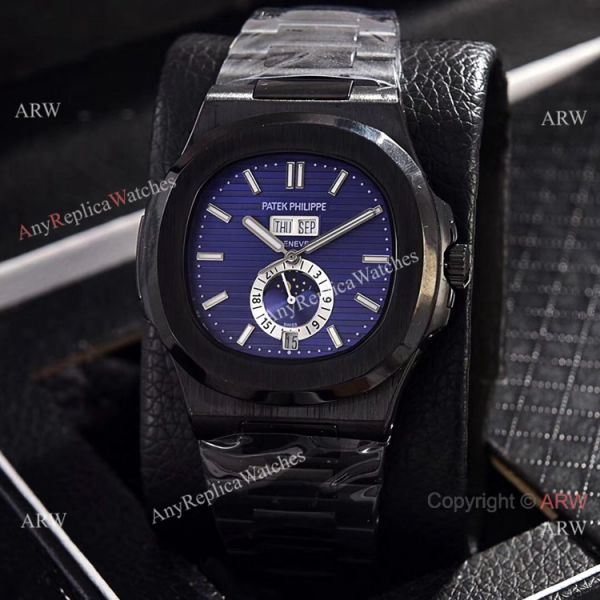 Solid Black Patek Philippe Annual Calendar Copy Watches 39.5mm Solid Black Patek Philippe Annual Calendar Copy Watches 39.5mm