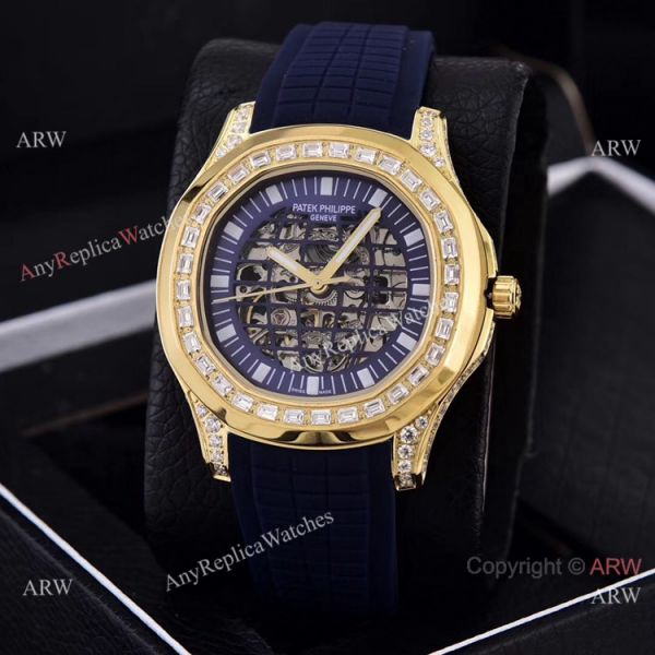 Replica Patek Philippe Aquanaut Watches Brown Hollow Dial Diamond Bezel Replica Patek Philippe Aquanaut Watches Brown Hollow Dial Diamond Bezel