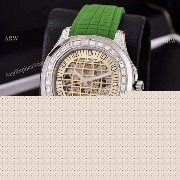 Copy Patek Philippe Aquanaut Watches Hollow Face Silver Diamond Bezel Copy Patek Philippe Aquanaut Watches Hollow Face Silver Diamond Bezel