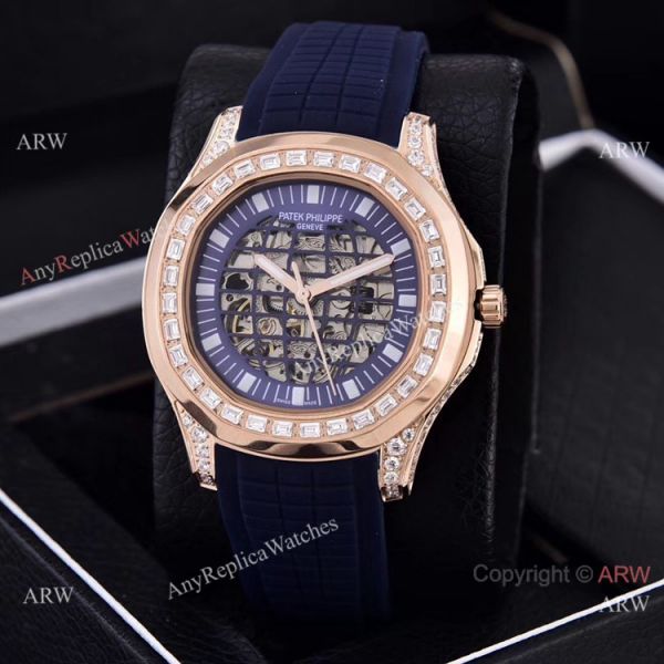 Replica Patek Philippe Aquanaut Diamond Watches Hollow Dial Rose Gold Replica Patek Philippe Aquanaut Diamond Watches Hollow Dial Rose Gold