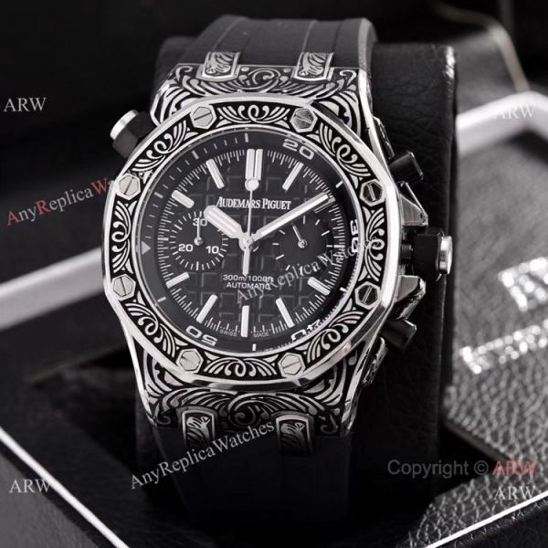 Copy Audemars Piguet Diver Silver Engraving Watches Chronograph 43mm Copy Audemars Piguet Diver Silver Engraving Watches Chronograph 43mm