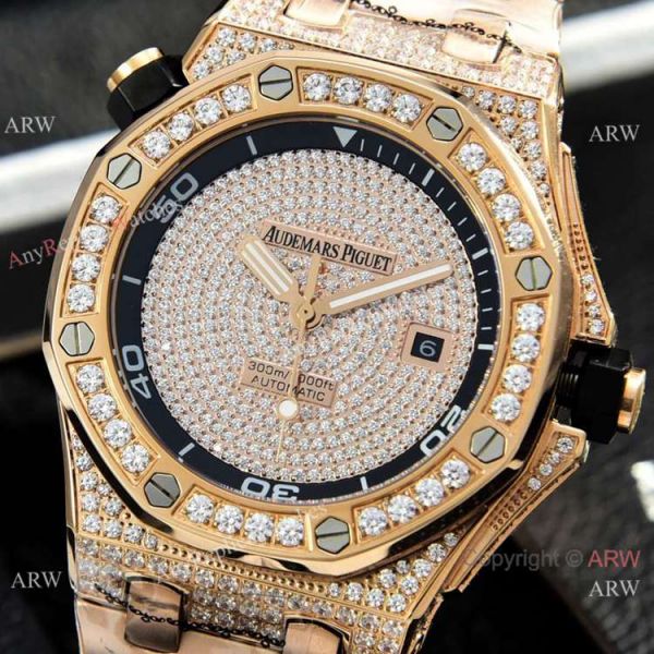 Clone Audemars Piguet Diver Automatic Watches Diamond Case and Face Clone Audemars Piguet Diver Automatic Watches Diamond Case and Face