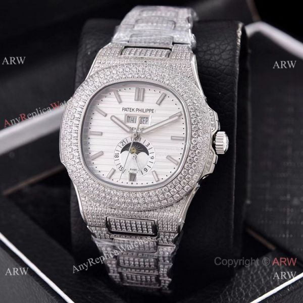 Patek Philippe Annual Calendar Full Diamonds Watches Gray Gradient Face 41mm Patek Philippe Annual Calendar Full Diamonds Watches Gray Gradient Face 41mm
