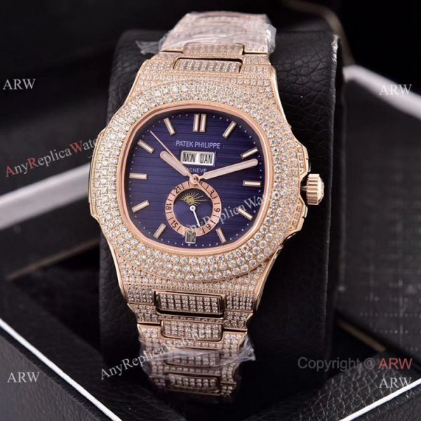 Patek Philippe Annual Calendar Copy Watches Iced Out Rose Gold Case Patek Philippe Annual Calendar Copy Watches Iced Out Rose Gold Case