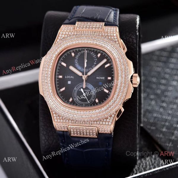 Japan Grade Patek Philippe Nautilus Diamonds Watches Rose Gold White Face Japan Grade Patek Philippe Nautilus Diamonds Watches Rose Gold White Face