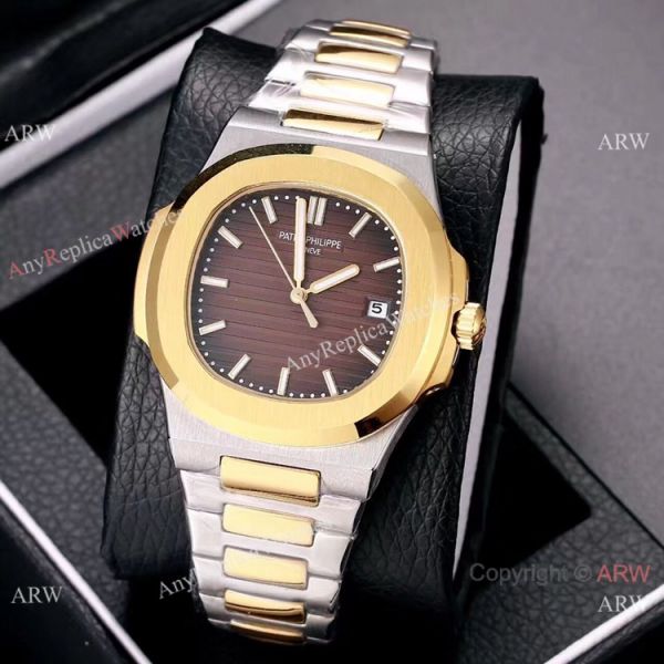 Knockoff Patek Philippe Nautilus 40mm Watches Two Tone Gray Dial Knockoff Patek Philippe Nautilus 40mm Watches Two Tone Gray Dial