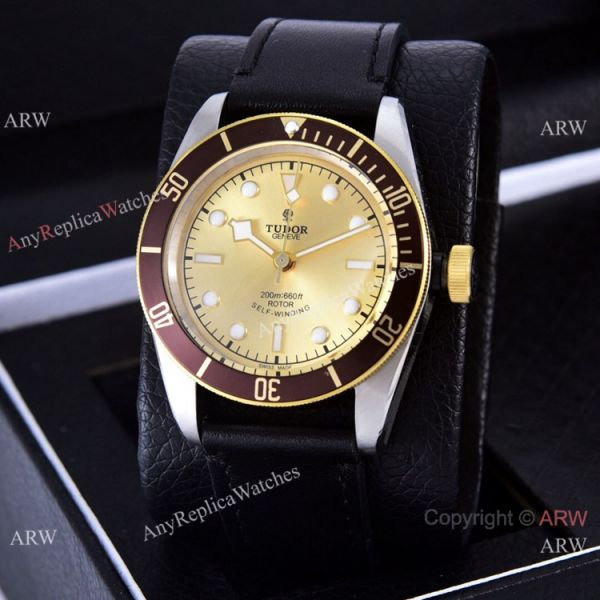 Clone Tudor Heritage Black Bay Watches Two Tone Leather Strap Clone Tudor Heritage Black Bay Watches Two Tone Leather Strap