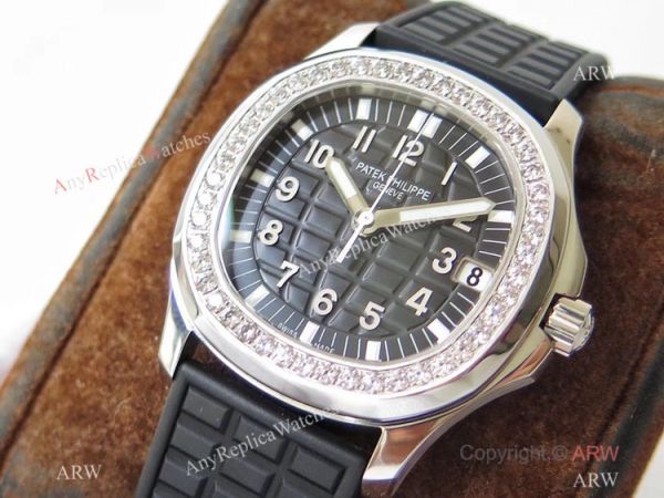 PPF Patek Philippe Aquanaut 324 Automatic Watch Diamond Dial Black Rubber Strap PPF Patek Philippe Aquanaut 324 Automatic Watch Diamond Dial Black Rubber Strap
