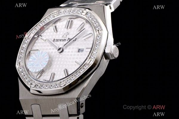 JF Swiss Copy Audemars Piguet Lady Royal Oak Watch White Dial Diamond Bezel 33mm JF Swiss Copy Audemars Piguet Lady Royal Oak Watch White Dial Diamond Bezel 33mm