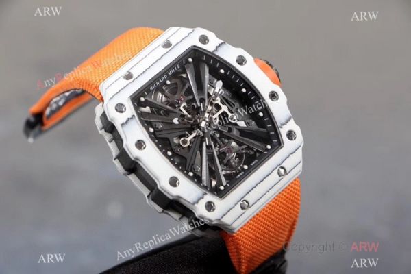 KV Factory Richard Mille RM 12-01 Tourbillon Watch Quartz fiber Case Orange Canvas Strap KV Factory Richard Mille RM 12-01 Tourbillon Watch Quartz fiber Case Orange Canvas Strap