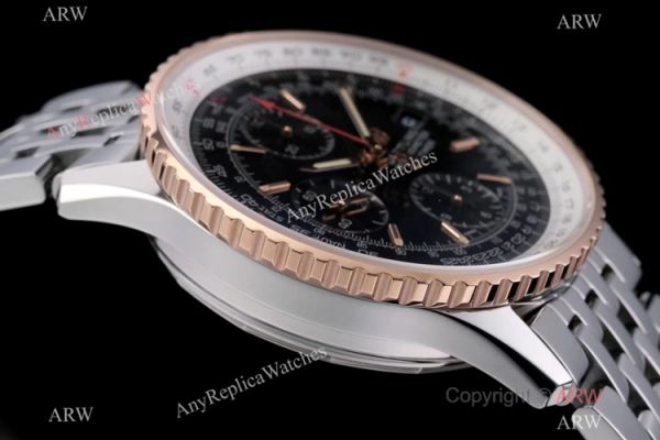 Swiss Grade Breitling Navitimer 1 Chronograph KOR A7750 Watch Rose Gold Bezel Black Dial Swiss Grade Breitling Navitimer 1 Chronograph KOR A7750 Watch Rose Gold Bezel Black Dial