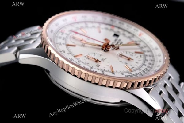 Swiss Grade Breitling Navitimer 1 Chronograph KOR A7750 Copy Watch Rose Gold Bezel White Dial Swiss Grade Breitling Navitimer 1 Chronograph KOR A7750 Copy Watch Rose Gold Bezel White Dial