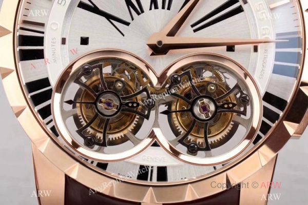 Super Clone Roger Dubuis RDDBEX0249 Double Tourbillon Men Watch Silver Dial Rose Gold Super Clone Roger Dubuis RDDBEX0249 Double Tourbillon Men Watch Silver Dial Rose Gold