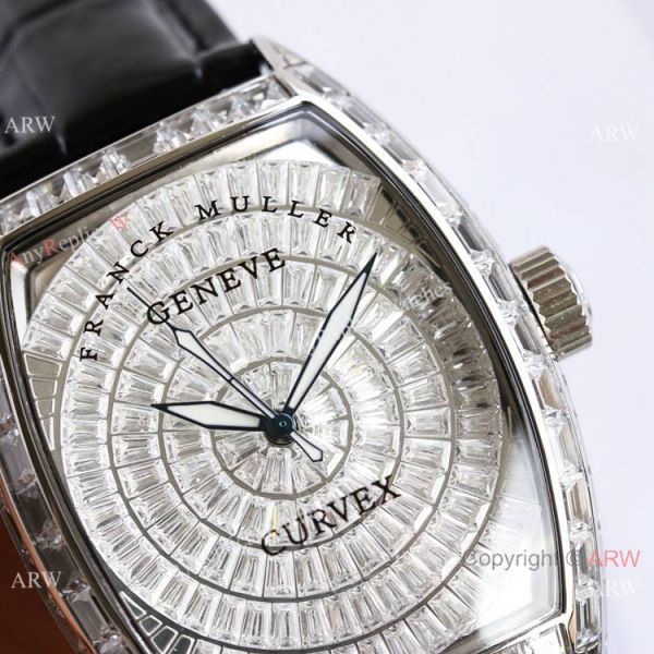 Swiss Copy Franck Muller Geneve Cintree Curvex Iced Out Silver Watch TWF V2 version Swiss Copy Franck Muller Geneve Cintree Curvex Iced Out Silver Watch TWF V2 version