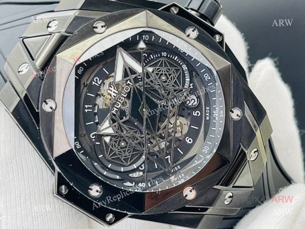 HB Factory New Hublot Big Bang Sang Bleu All Black Replica Watches 45mm HB Factory New Hublot Big Bang Sang Bleu All Black Replica Watches 45mm