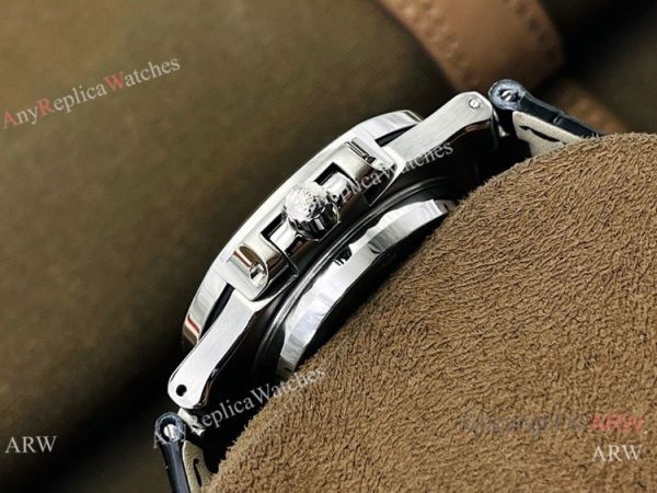 (PF Factory) Swiss Replica Patek Philippe Nautilus Moonphase Watch Black Dial Black Leather Strap (PF Factory) Swiss Replica Patek Philippe Nautilus Moonphase Watch Black Dial Black Leather Strap