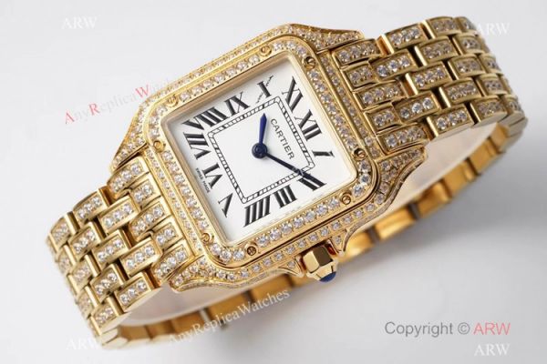 AC Factory Swiss Copy Panthere De Cartier Watch 27mm Yellow Gold Diamond AC Factory Swiss Copy Panthere De Cartier Watch 27mm Yellow Gold Diamond